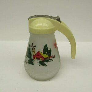 Hazel Atlas Frosted 5 1/4 Inch SYRUP PITCHER with Original Screw On Slide Lid